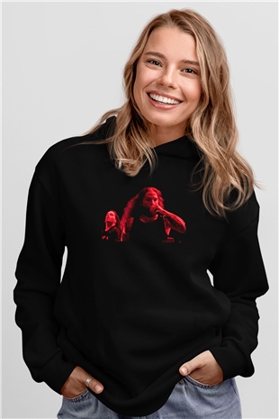 Broken Hope Baskılı Unisex Siyah Kapüşonlu Sweatshirt