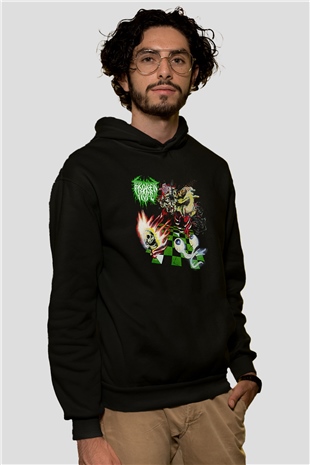 Broken Hope Baskılı Unisex Siyah Kapüşonlu Sweatshirt