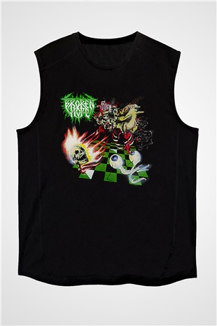 Broken Hope Baskılı Unisex Siyah Kolsuz Tişört - Tshirt