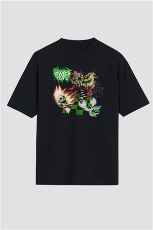 Broken Hope Baskılı Unisex Siyah Oversize Tişört - Tshirt
