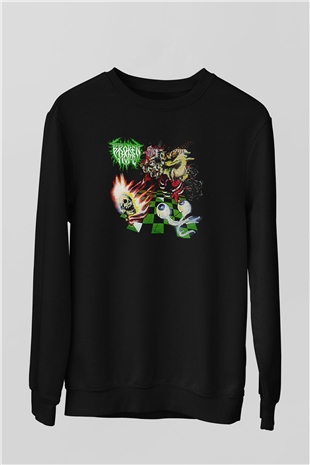 Broken Hope Baskılı Unisex Siyah Sweatshirt