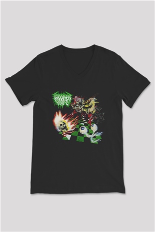 Broken Hope Baskılı Unisex Siyah V Yaka Tişört - Tshirt