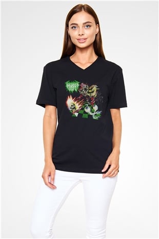 Broken Hope Baskılı Unisex Siyah V Yaka Tişört - Tshirt