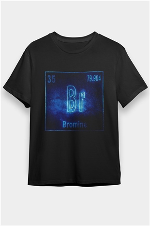 Brom Atom Numarası Baskılı Unisex Siyah Tişört