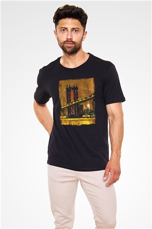 Brooklyn Köprüsü Siyah Unisex Tişört T-Shirt - TişörtFabrikası