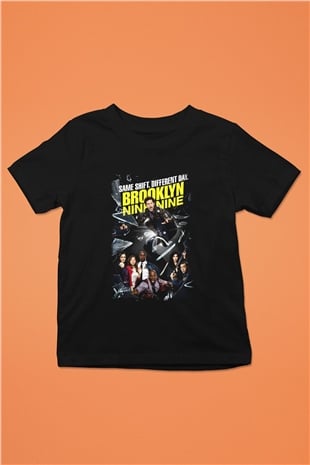 Brooklyn Nine-Nine Baskılı Siyah Unisex Çocuk Tişört