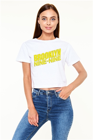 Brooklyn Nine-Nine Beyaz Croptop Tişört
