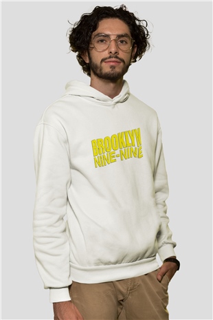 Brooklyn Nine-Nine Beyaz Unisex Kapşonlu Sweatshirt