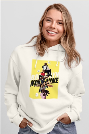 Brooklyn Nine-Nine Beyaz Unisex Kapşonlu Sweatshirt
