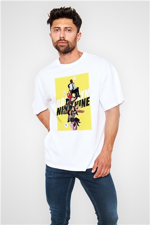 Brooklyn Nine-Nine Beyaz Unisex Oversize Tişört T-Shirt