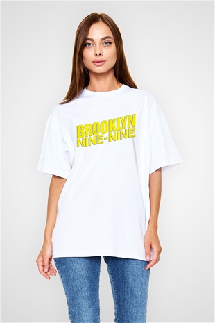 Brooklyn Nine-Nine Beyaz Unisex Oversize Tişört T-Shirt