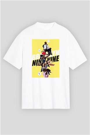 Brooklyn Nine-Nine Beyaz Unisex Oversize Tişört T-Shirt