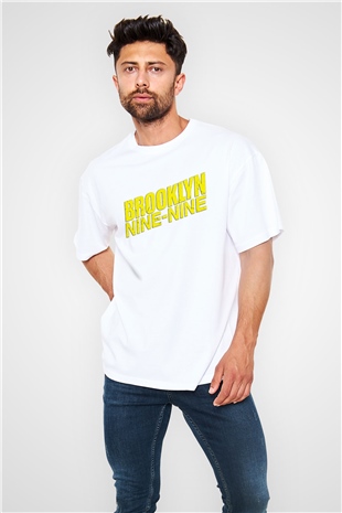 Brooklyn Nine-Nine Beyaz Unisex Oversize Tişört T-Shirt
