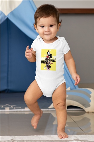 Brooklyn NineNine Baskılı Beyaz Unisex Bebek Body - Zıbın