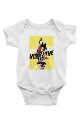 Brooklyn NineNine Baskılı Beyaz Unisex Bebek Body - Zıbın