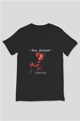 Bruce Dickinson Siyah Unisex V Yaka Tişört