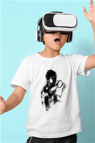 Bruce Lee Baskılı Beyaz Unisex Çocuk Tişört