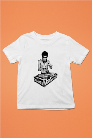 Bruce Lee Baskılı Beyaz Unisex Çocuk Tişört