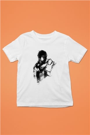 Bruce Lee Baskılı Beyaz Unisex Çocuk Tişört