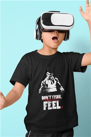 Bruce Lee Baskılı Siyah Unisex Çocuk Tişört
