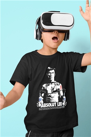 Bruce Lee Baskılı Siyah Unisex Çocuk Tişört