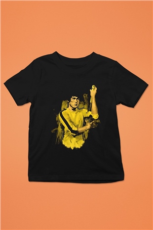 Bruce Lee Baskılı Siyah Unisex Çocuk Tişört