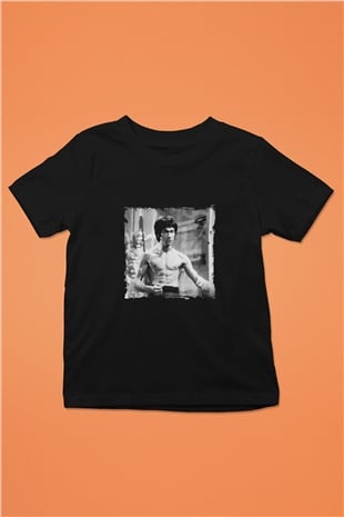Bruce Lee Baskılı Unisex Siyah Çocuk Tişört
