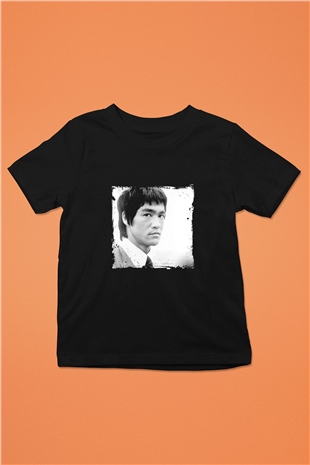 Bruce Lee Baskılı Unisex Siyah Çocuk Tişört