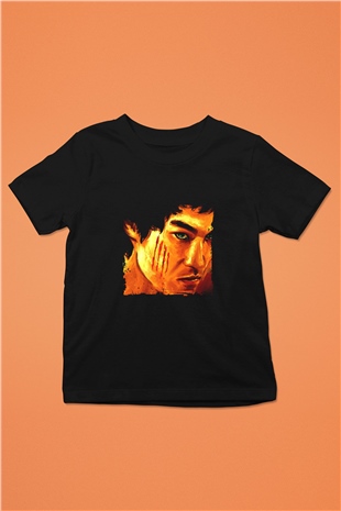 Bruce Lee Baskılı Unisex Siyah Çocuk Tişört