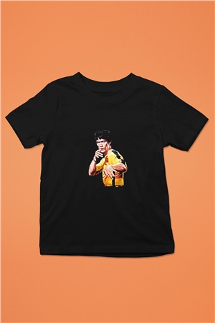Bruce Lee Baskılı Unisex Siyah Çocuk Tişört