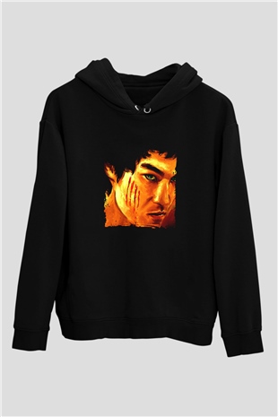 Bruce Lee Baskılı Unisex Siyah Hoodie