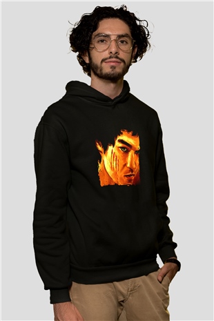 Bruce Lee Baskılı Unisex Siyah Hoodie