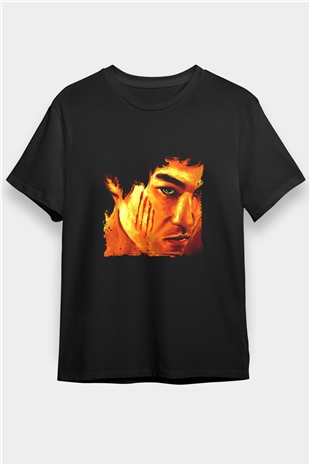 Bruce Lee Baskılı Unisex Siyah Tişört