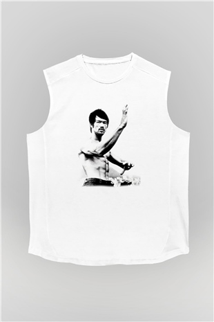 Bruce Lee Beyaz Unisex Kolsuz Tişört