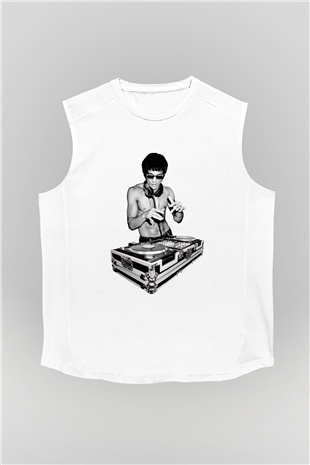 Bruce Lee Beyaz Unisex Kolsuz Tişört