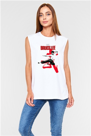 Bruce Lee Beyaz Unisex Kolsuz Tişört