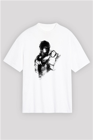 Bruce Lee Beyaz Unisex Oversize Tişört T-Shirt