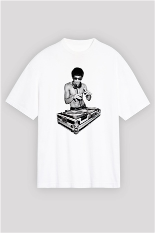 Bruce Lee Beyaz Unisex Oversize Tişört T-Shirt