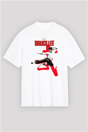 Bruce Lee Beyaz Unisex Oversize Tişört T-Shirt