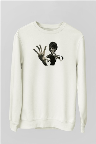 Bruce Lee Beyaz Unisex Sweatshirt