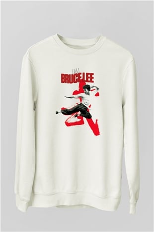 Bruce Lee Beyaz Unisex Sweatshirt