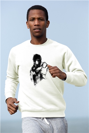Bruce Lee Beyaz Unisex Sweatshirt