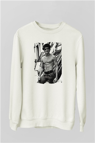 Bruce Lee Beyaz Unisex Sweatshirt