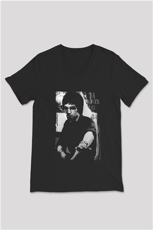 Bruce Lee Siyah Unisex V Yaka Tişört T-Shirt