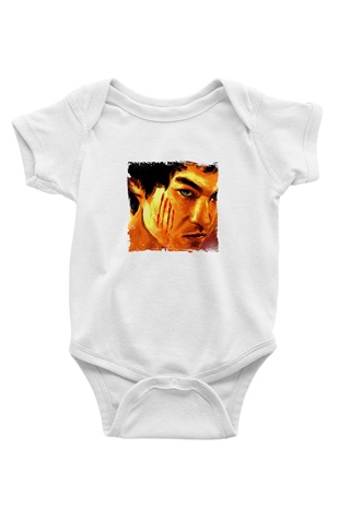 Bruce Lee Unisex Baskılı Beyaz Bebek Body - Zıbın