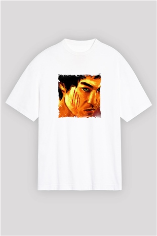 Bruce Lee Oversize Baskılı Beyaz Tişört