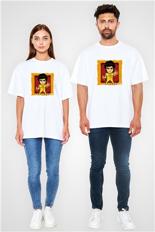 Bruce Lee Oversize Baskılı Beyaz Tişört