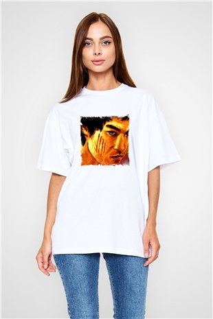 Bruce Lee Oversize Baskılı Beyaz Tişört