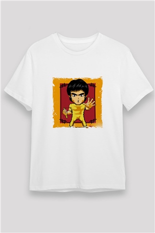 Bruce Lee Unisex Baskılı Beyaz Tişört