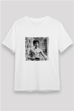 Bruce Lee Unisex Baskılı Beyaz Tişört